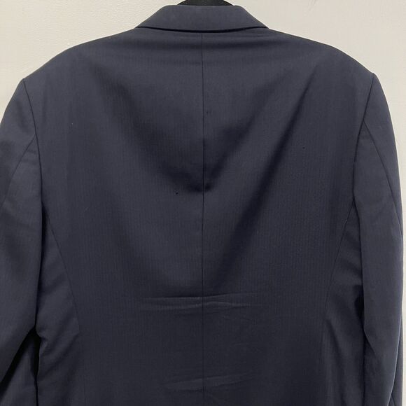 Stafford 100% Wool Herringbone Blazer Men’s 40R Navy Sport Coat Work Classic - Picture 11 of 16